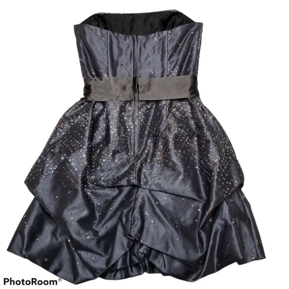 JESSICA McClintock Gunne Sax 7 Gray Glitter Tiered Mini Dress Tulle‎ Ruffles - Picture 2 of 9
